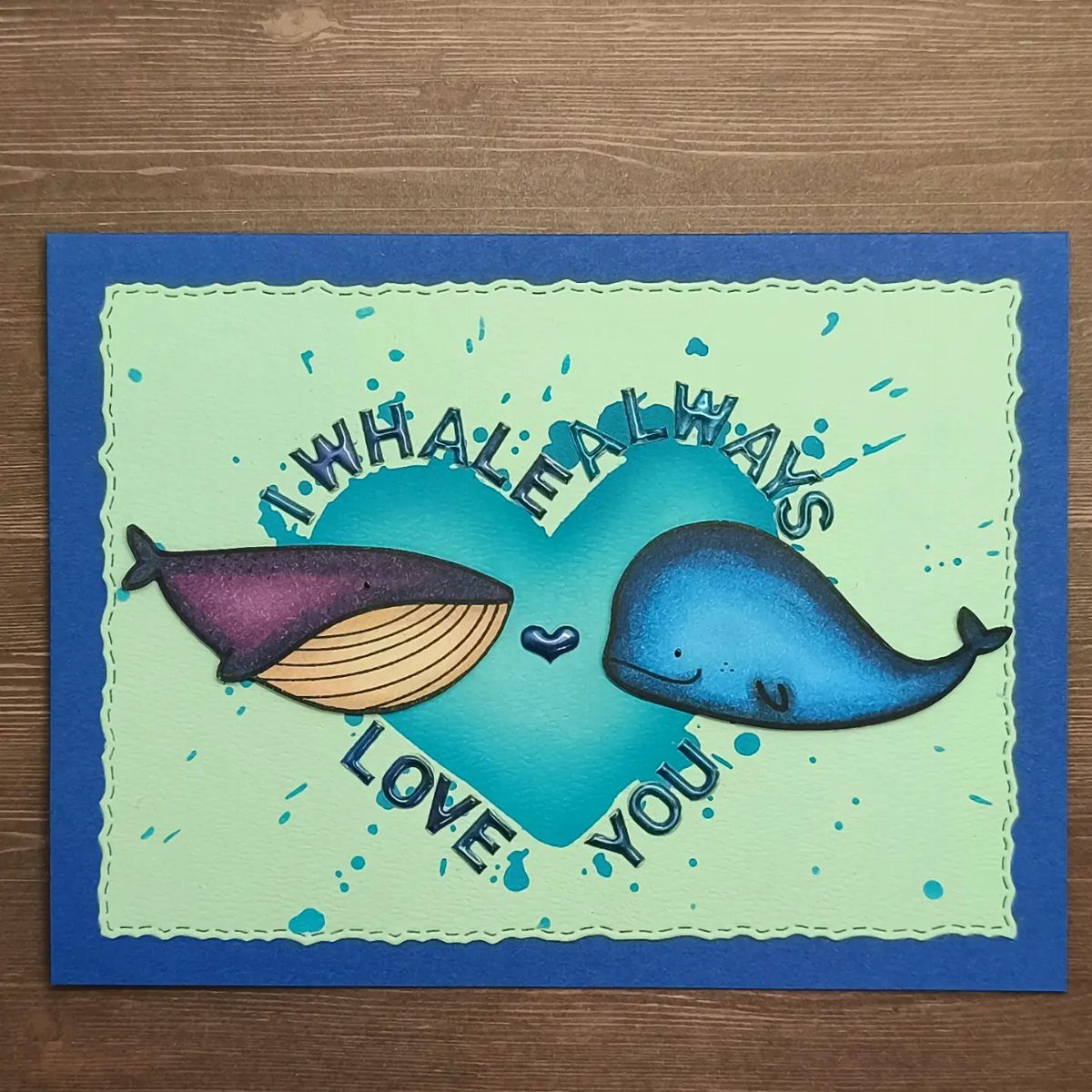 32 Anniversary Card Ideas to Make at Home (Photos Inside) 16 Whale love card with two whales and the pun I Whale Always Love You
