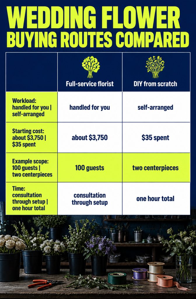 Wedding flower buying routes compared in an information graphic