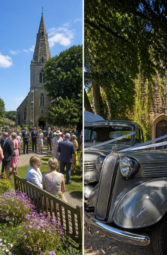 Image illustrating the time gap between a wedding ceremony and reception.