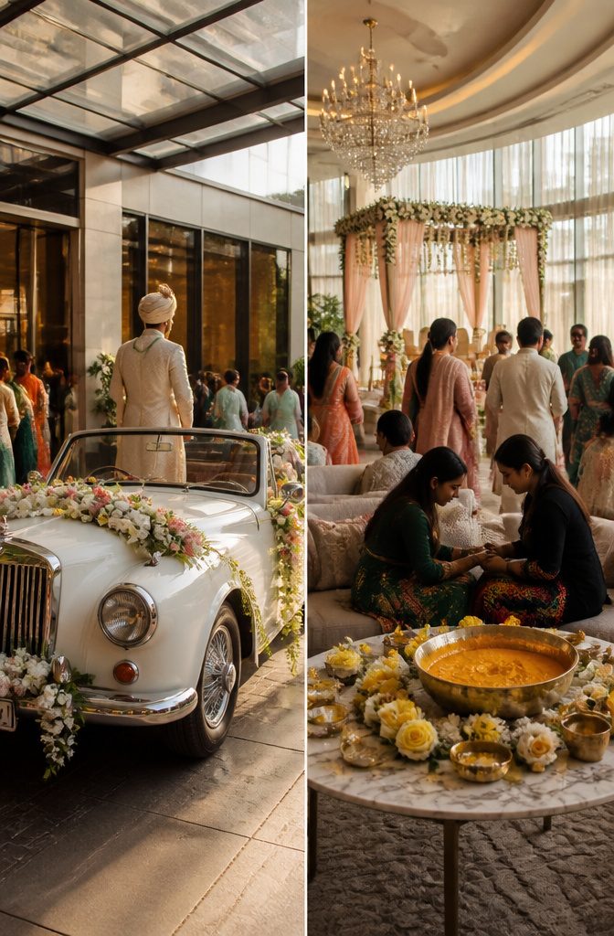 A visual representation of condensed timelines for modern Indian weddings.