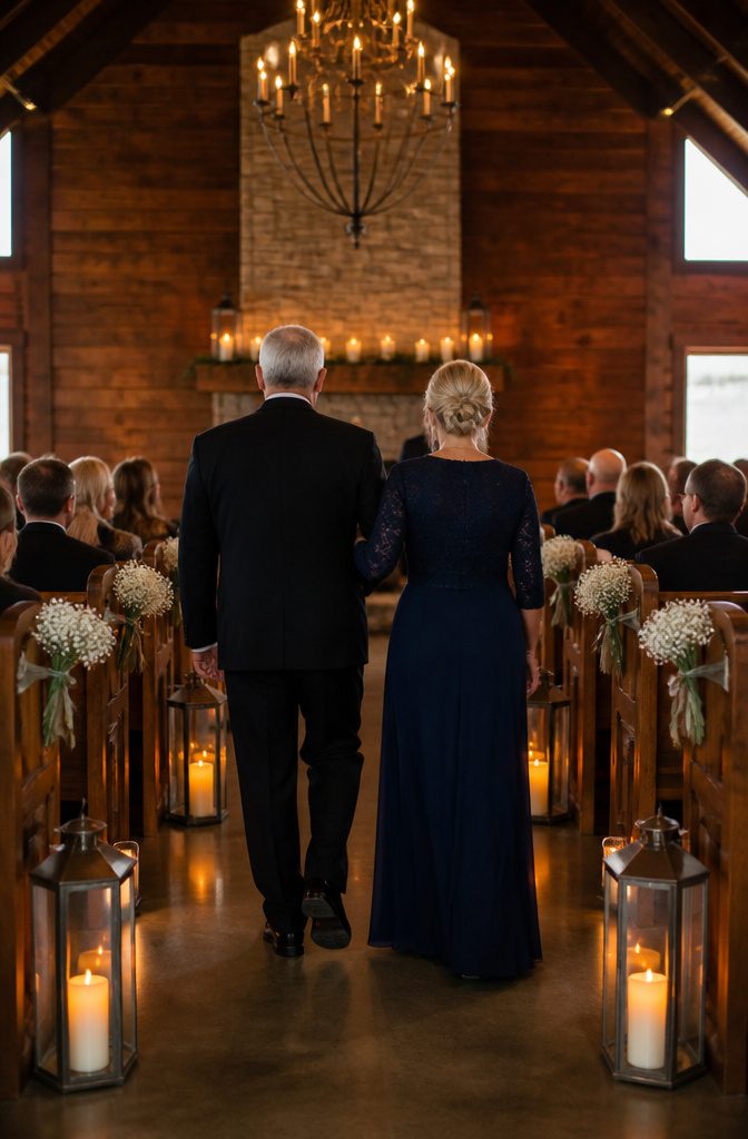 How Many Songs for Wedding Ceremony: 6 Types to Plan 3 Groom's parents walking down the aisle in a charming chapel.