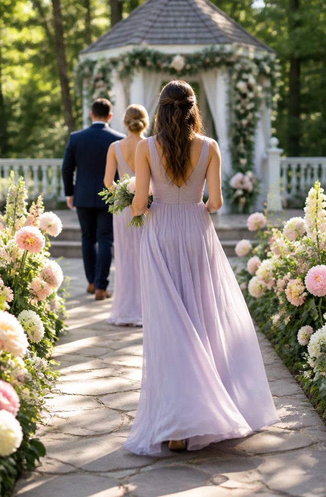 How Many Songs for Wedding Ceremony: 6 Types to Plan 4 Bridesmaids and groomsmen walking down the aisle together.