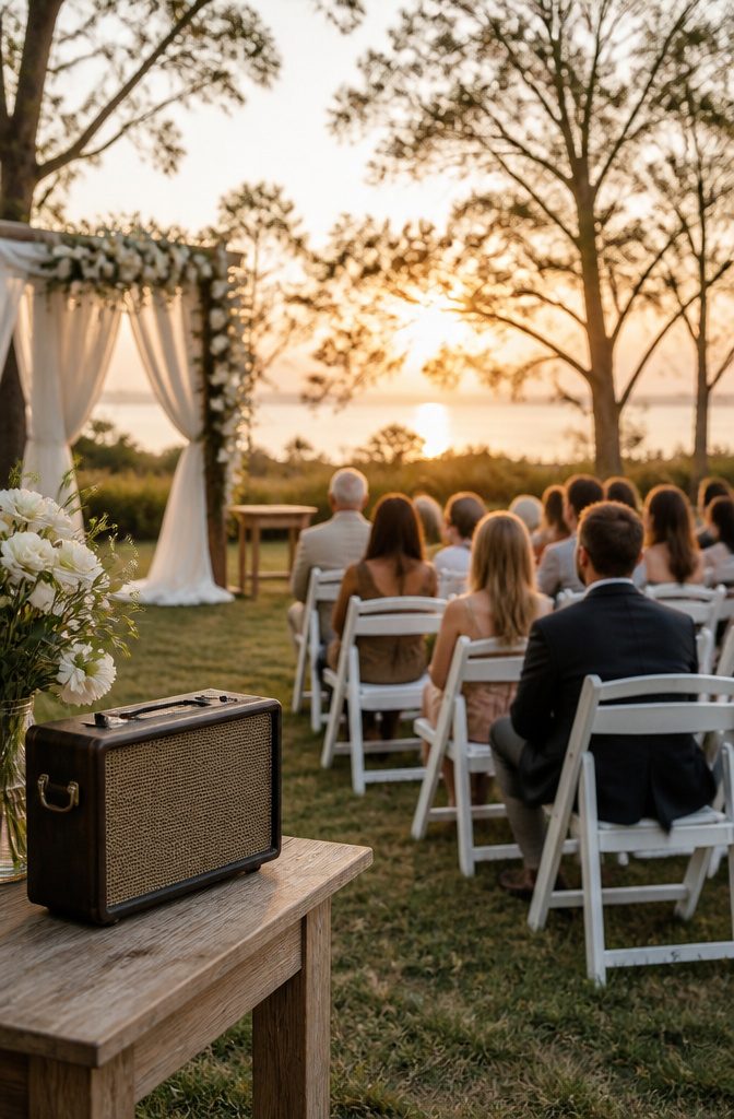 How Many Songs for Wedding Ceremony: 6 Types to Plan 10 Beautifully decorated outdoor wedding setting before the ceremony starts.