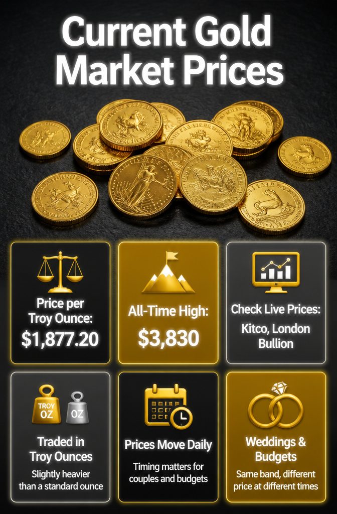 An image showing current gold market prices and trends.