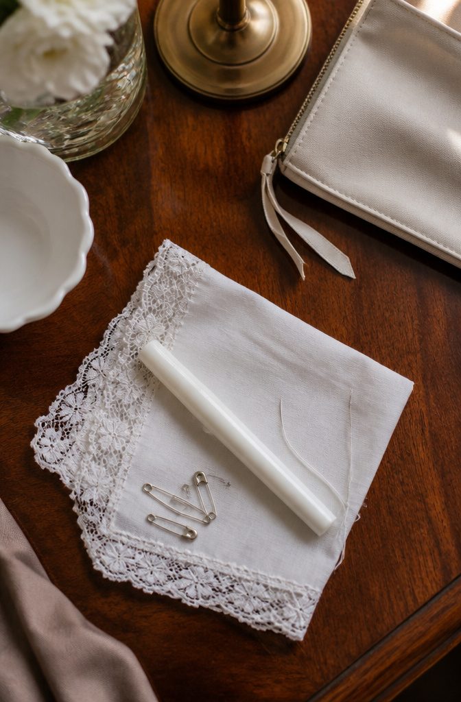 How to Fly with a Wedding Dress in 2026 8 A collection of emergency sewing supplies for wedding dress travel.