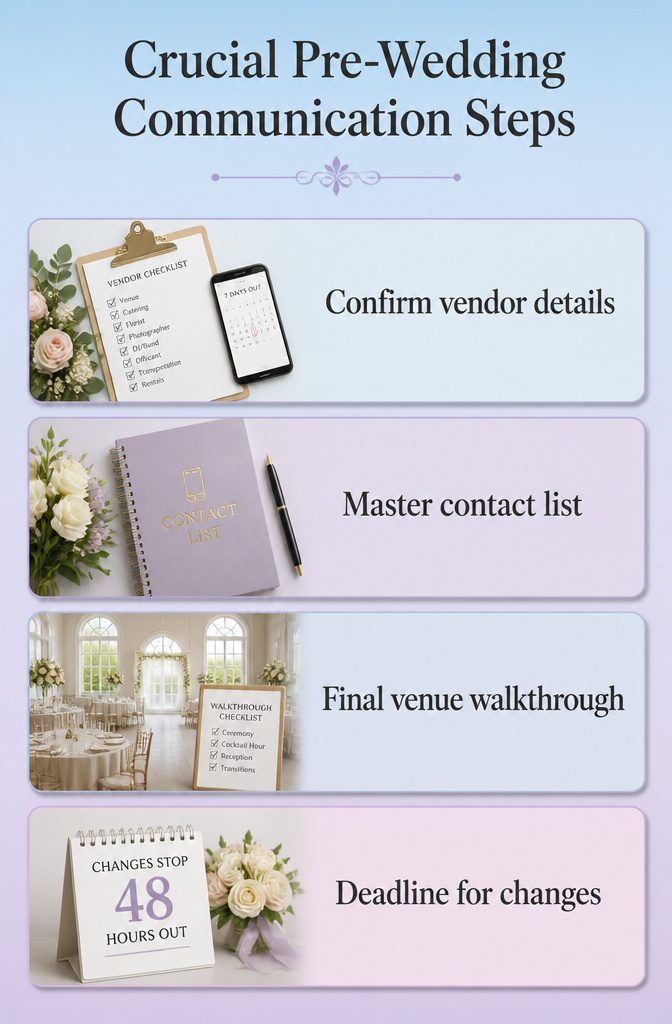 How to Handle Wedding Day Emergencies: A Practical Guide 13 A phone showing a vendor contact list for a wedding.