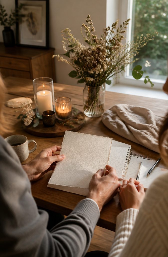 How to Plan a Small Wedding Ceremony: 7 Steps for 2026 4 Dining table with a guest list and bouquet of wildflowers.