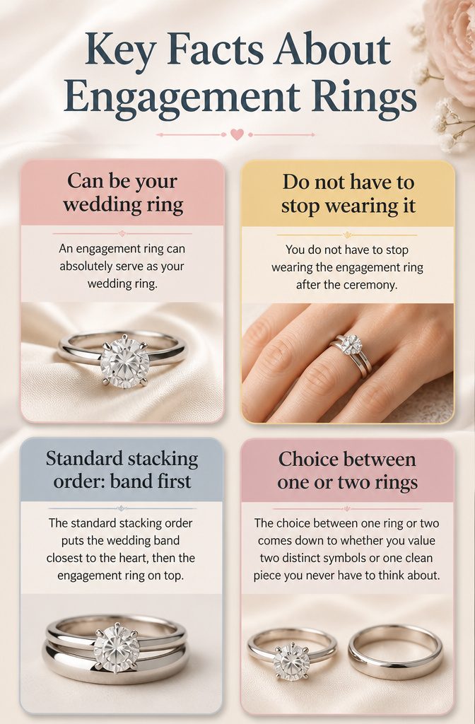 An information graphic about engagement rings and wedding rings.