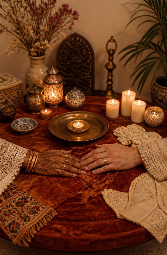A couple's hands showing rings on the left hand.