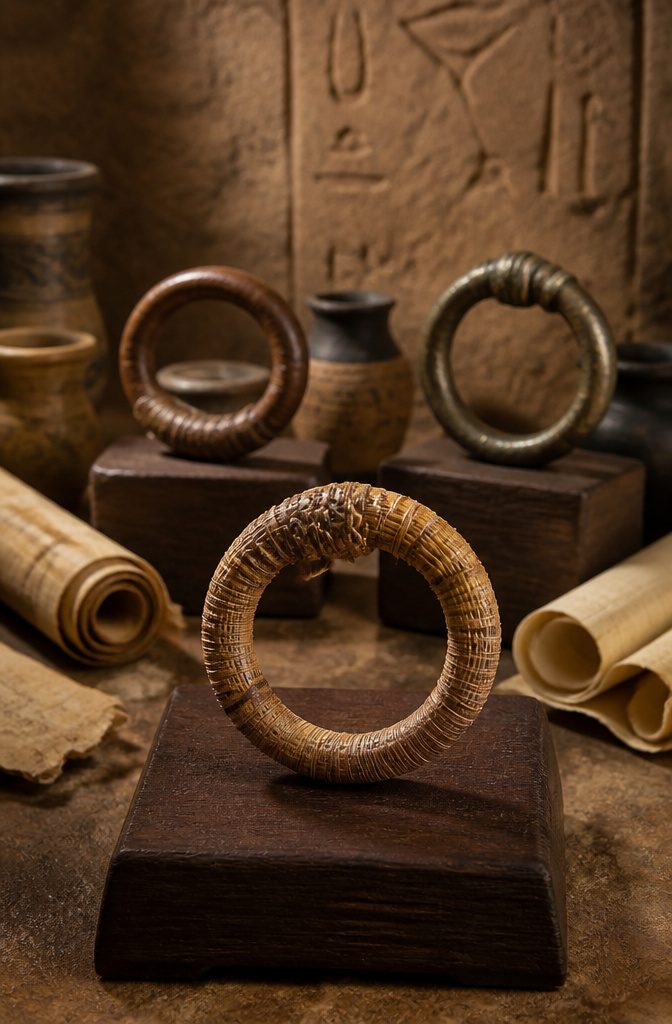 A historical depiction of ancient wedding rings.