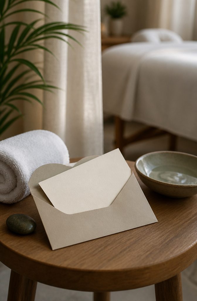 Spa gift certificate presented as a wedding sponsor gift
