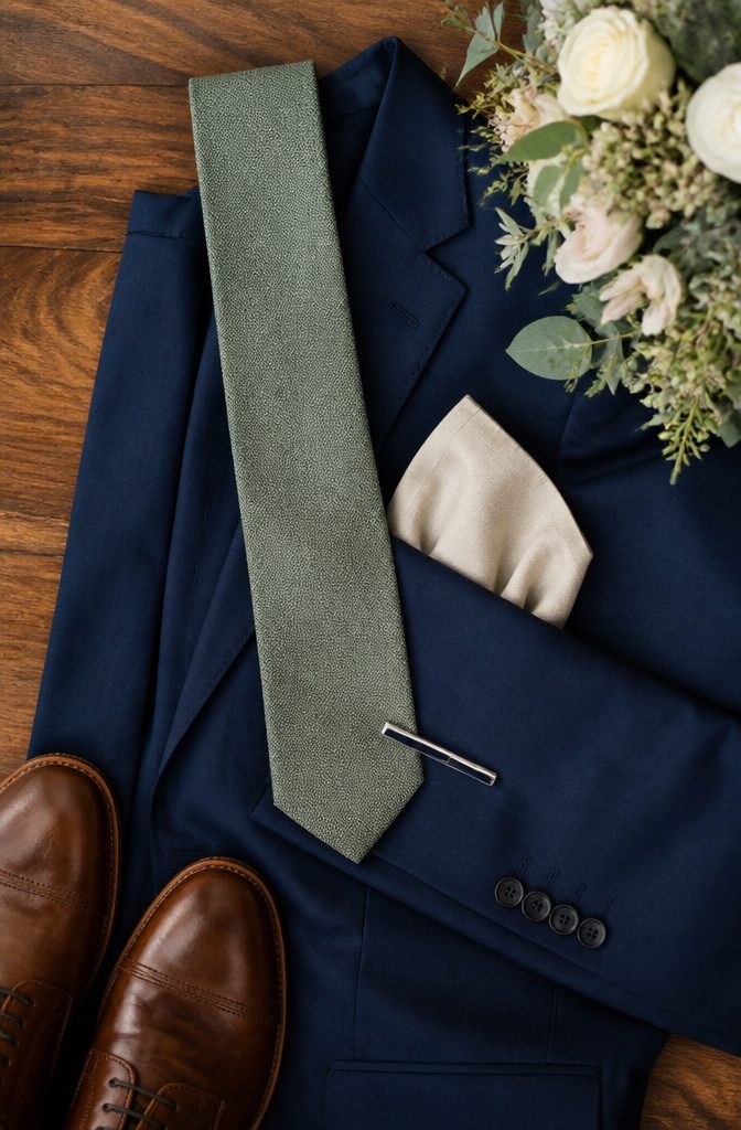 What Colour Tie with Navy Suit Wedding: A Style Guide 14 Pocket square paired with a navy suit and tie.