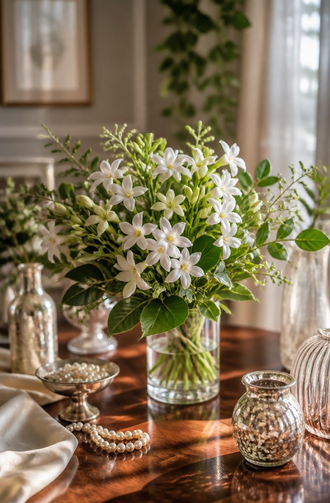Popular Wedding Flowers for Bouquets, Centerpieces and Arrangements 13 A bouquet featuring white stephanotis flowers with greenery.