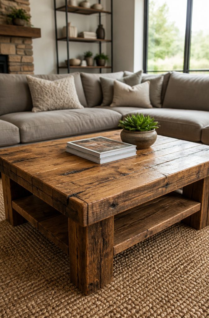 Stylish coffee table placed in a living room, inviting conversation.