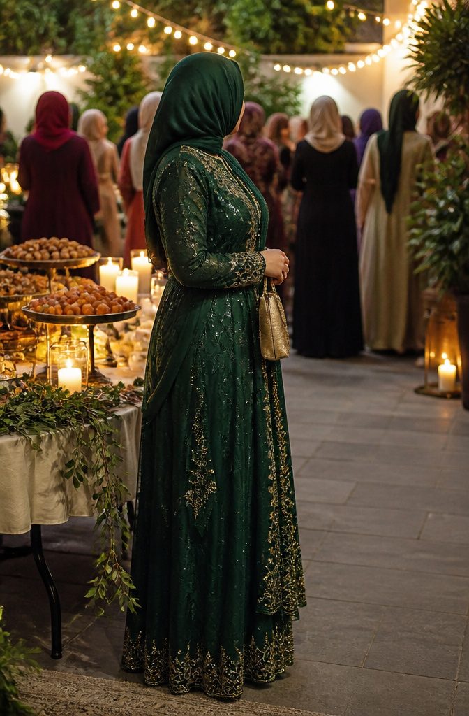 What to Wear at a Muslim Wedding: A Complete Guest Guide 12 A scene of guests in vibrant outfits at a Muslim wedding celebration.