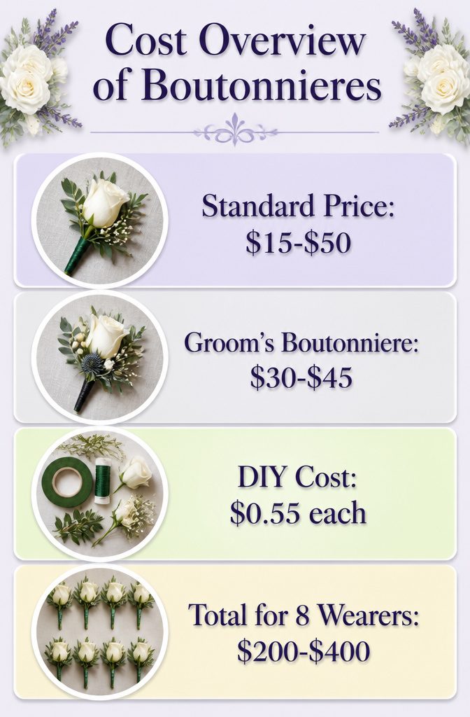 An overview of boutonniere costs from a florist.